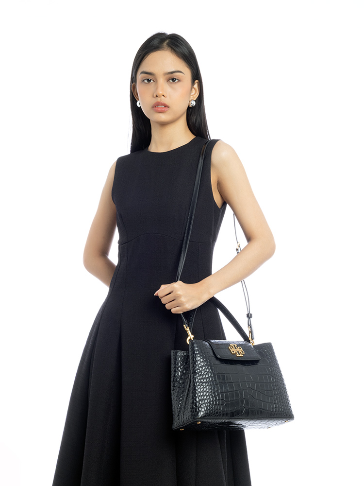Britten Croc Top Handle Bag Black
