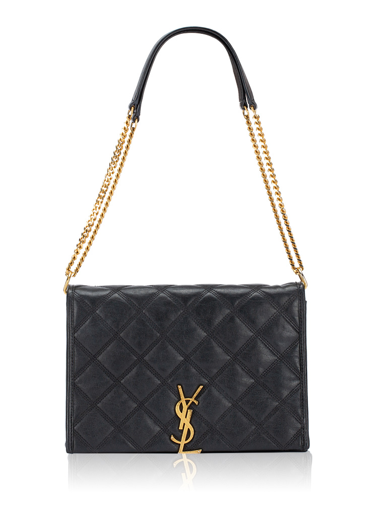 Quilted Goatskin Becky Shoulder Bag Black