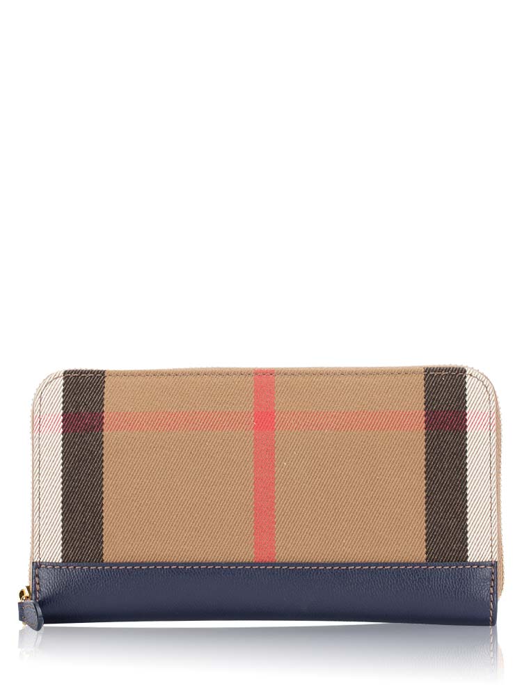 House Check Ziggy Zip Wallet Chestnut Navy