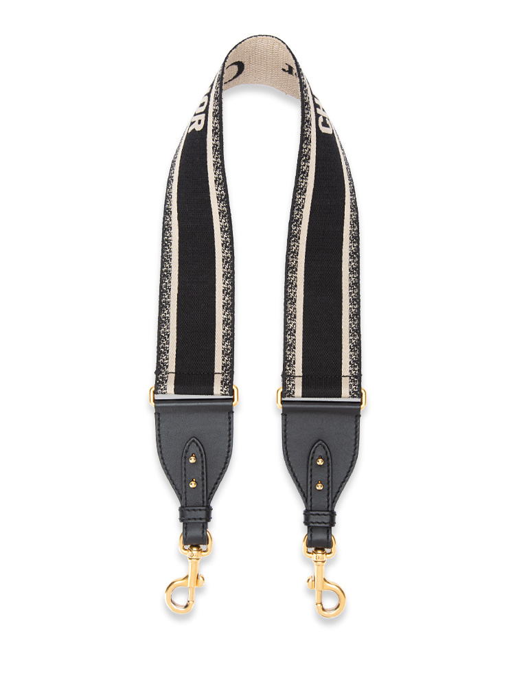 Canvas Embroidered Shoulder Strap Black