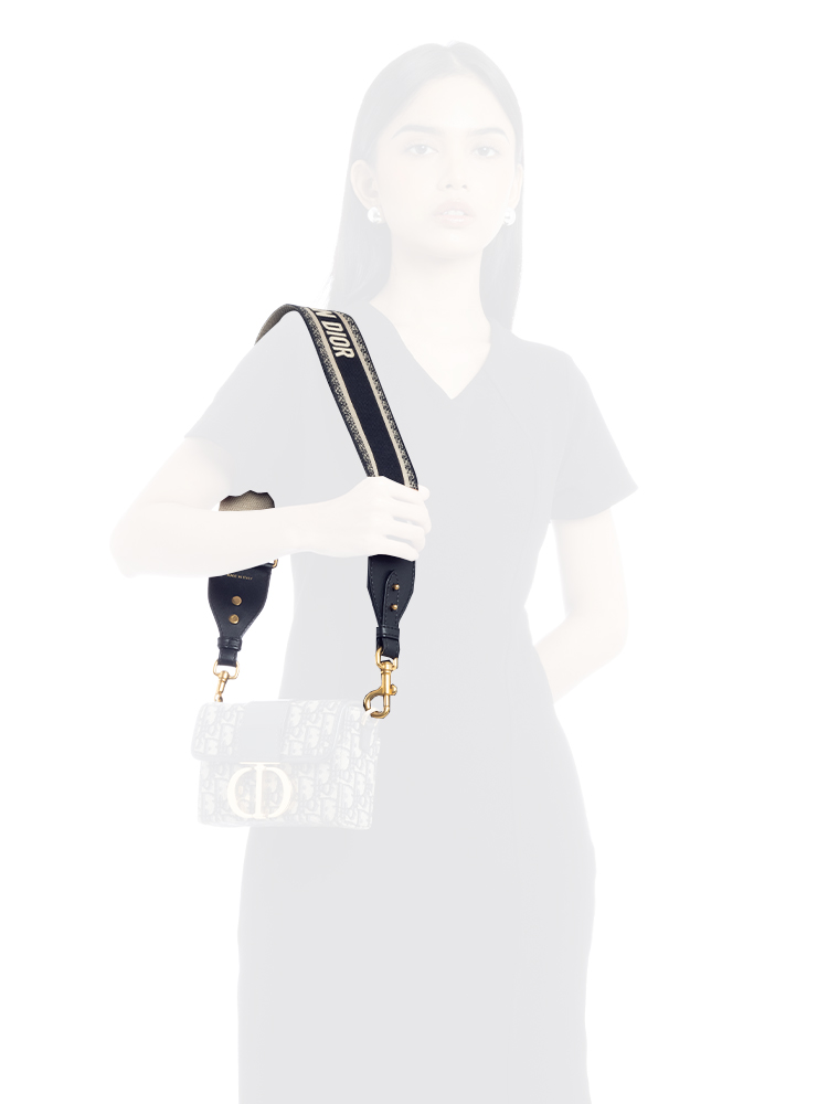 Canvas Embroidered Shoulder Strap Black