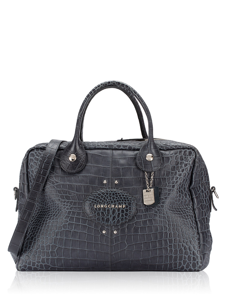 Quadri Croco Large Satchel Dark Grey