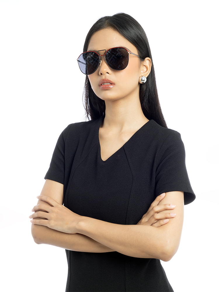 FFM0071/S FF Metal Aviator Sunglasses Grey Red