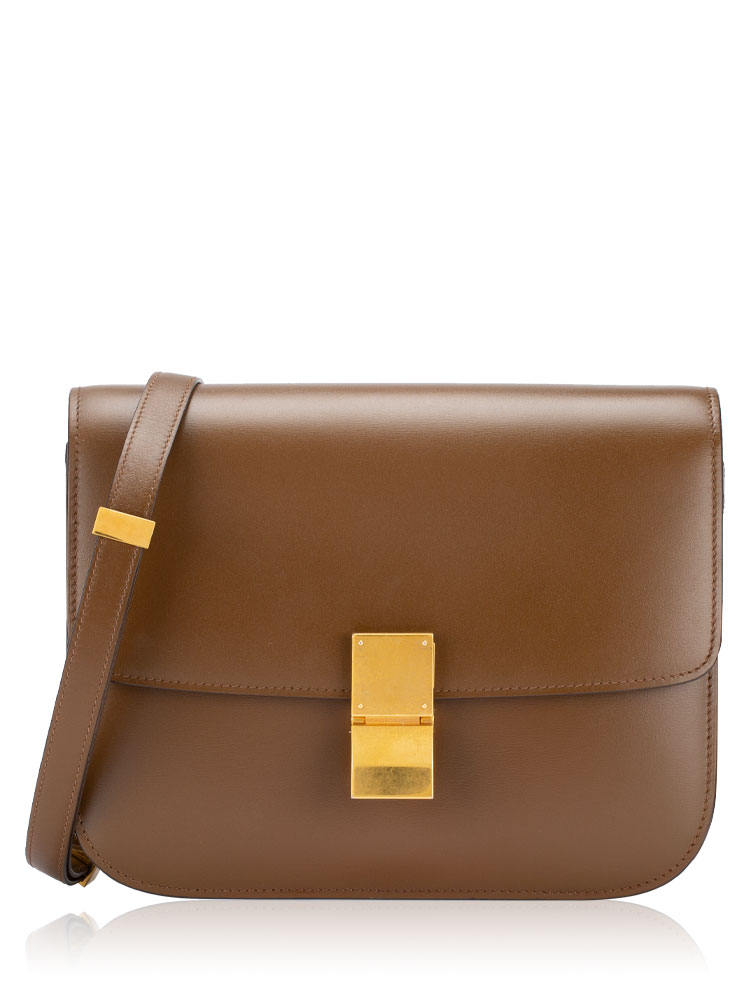 Calfskin Classic Box Medium Flap Bag Camel