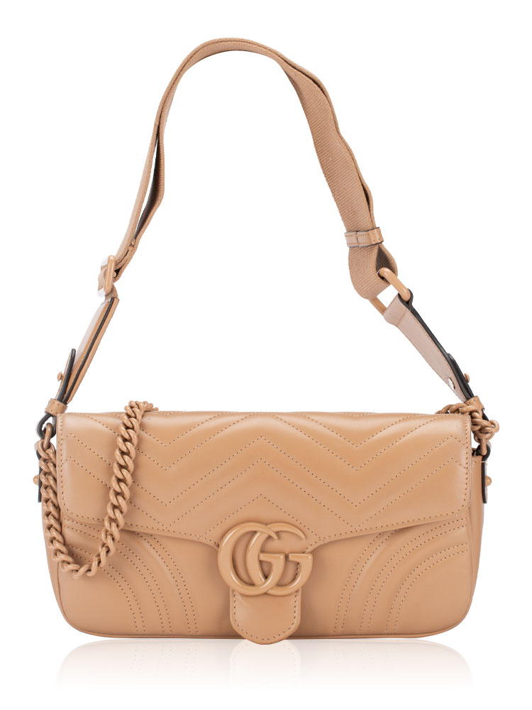GG Marmont Monochrome Small Shoulder Bag with Jacquard Strap Rose Pink