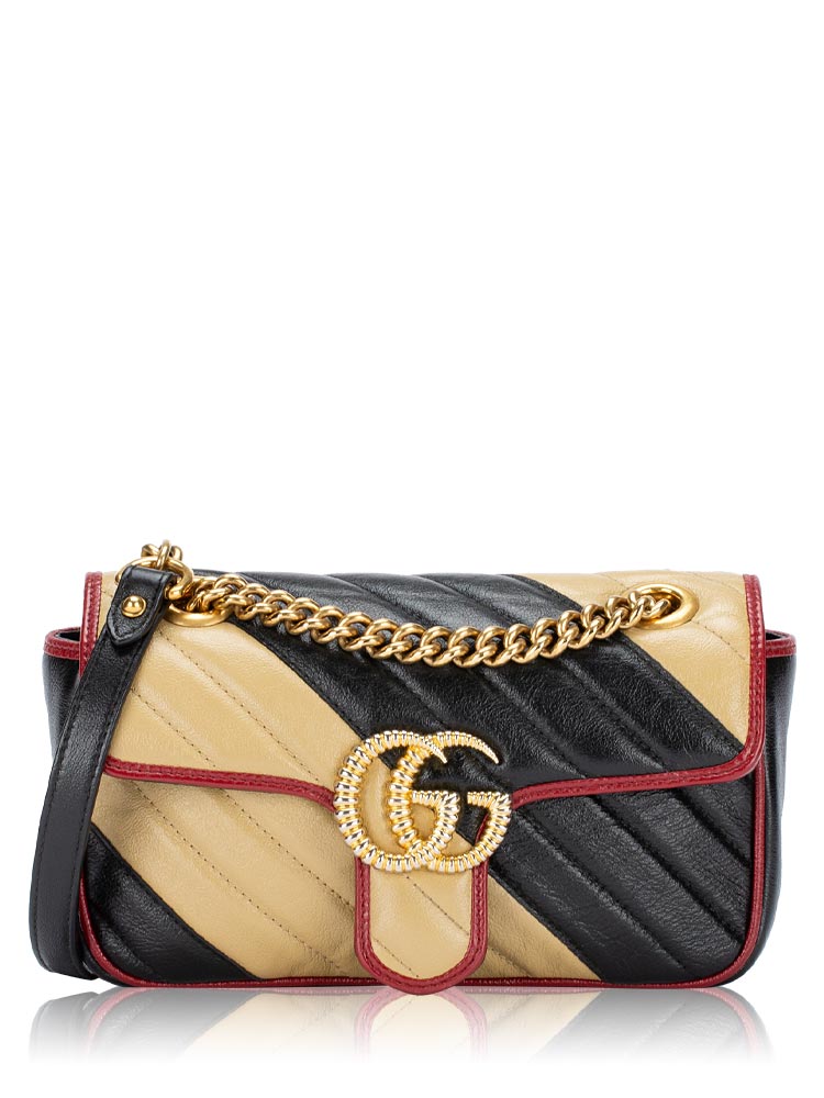  GG Marmont Matelasse Torchon Mini Shoulder Bag Black Beige