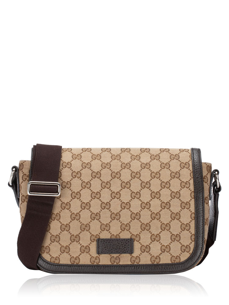 GG Canvas Flap Messenger Beige Ebony