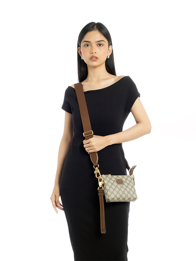 GG Supreme Mini Crossbody with Wrist Strap Beige Ebony