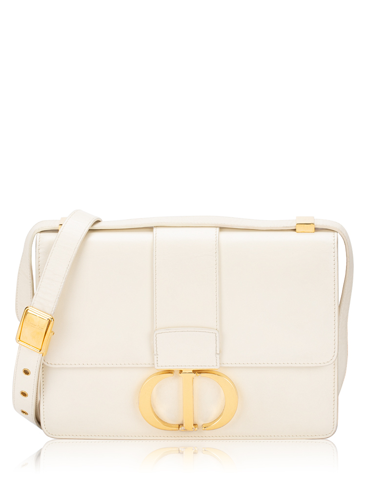 Smooth Calfskin 30 Montaigne Flap Bag White