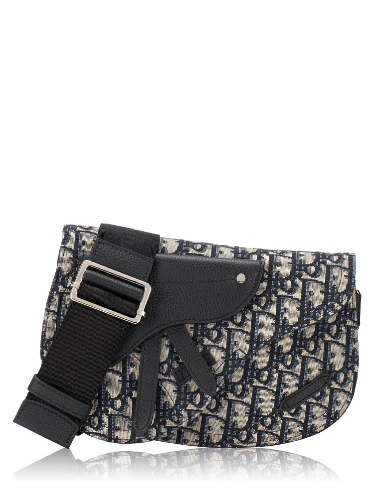 Oblique Saddle Messenger Pouch Black