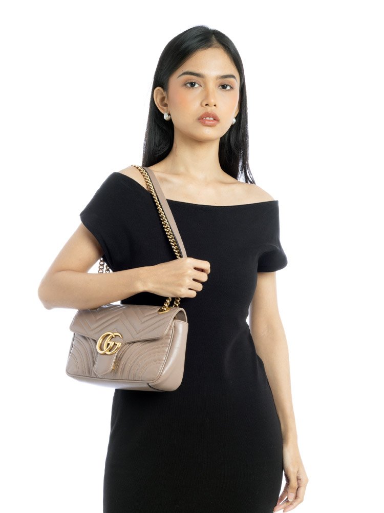 GG Marmont Matelasse Small Shoulder Bag Porcelain Rose