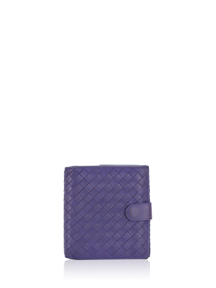 Nappa Intrecciato French Compact Wallet Purple