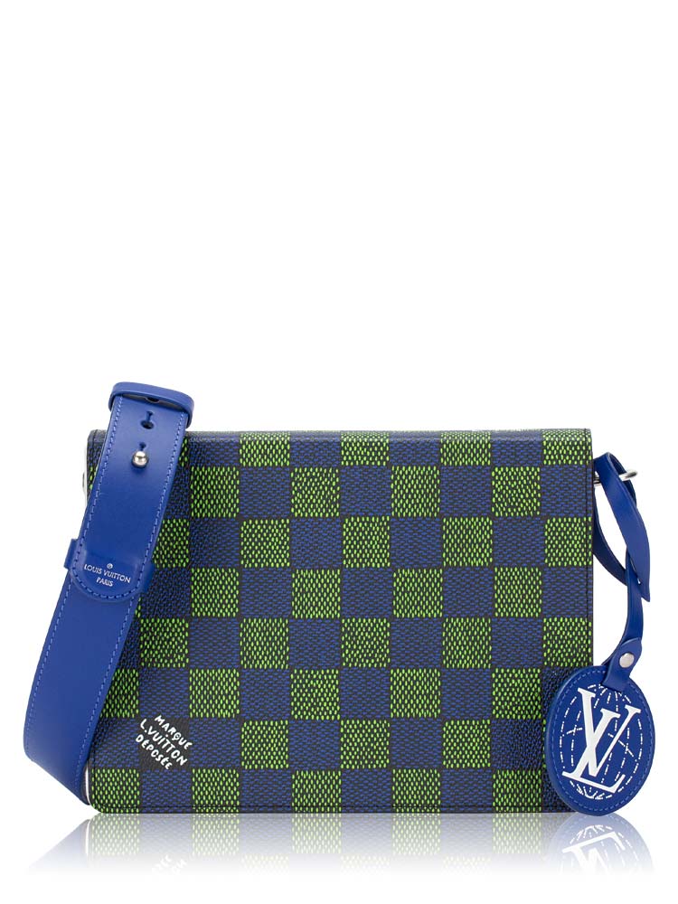 Damier Heritage Book Messenger Blue Green