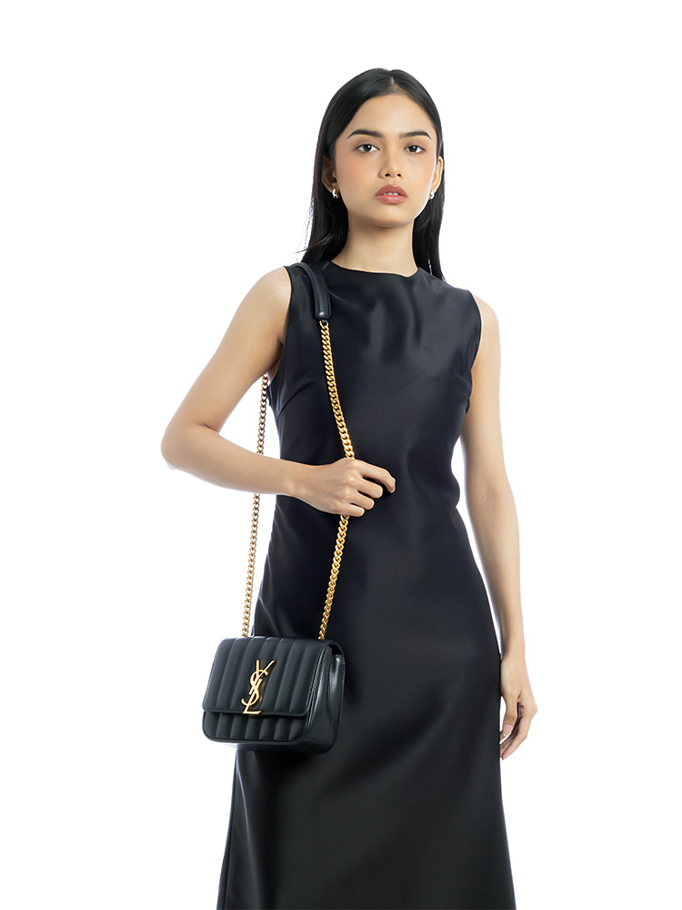 Monogram Matelasse Vicky Small Chain Shoulder Bag Noir