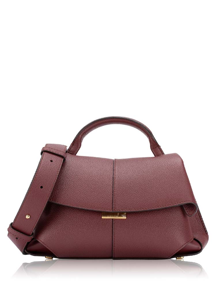 Textured Mokki Mini Top Handle Bag Black Cherry