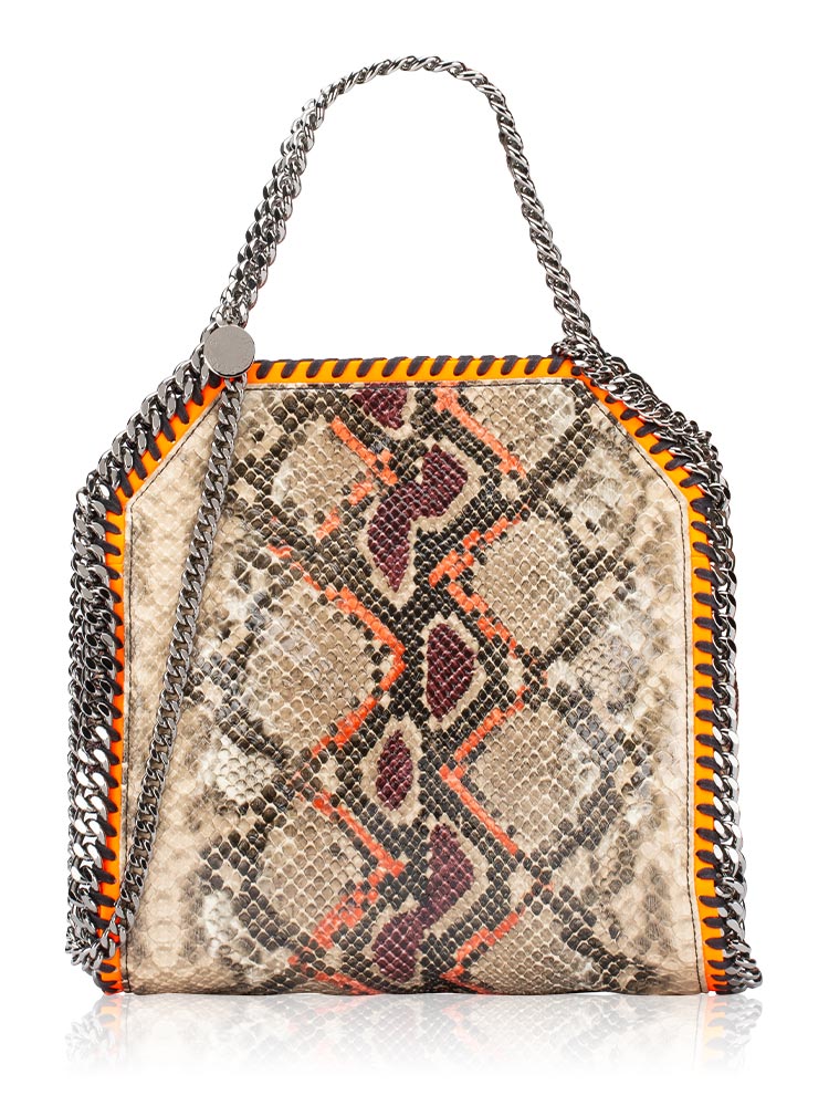 Eco Python-Printed Falabella Mini Shoulder Bag Bright Orange