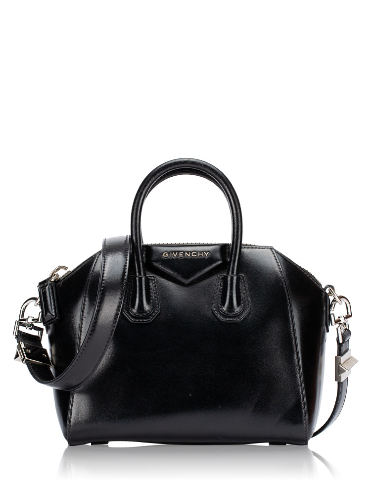 Shiny Lord Calfskin Mini Antigona Black