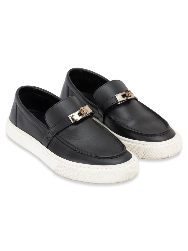 Calfskin Game Slip On Sneakers Black Sz 36.5
