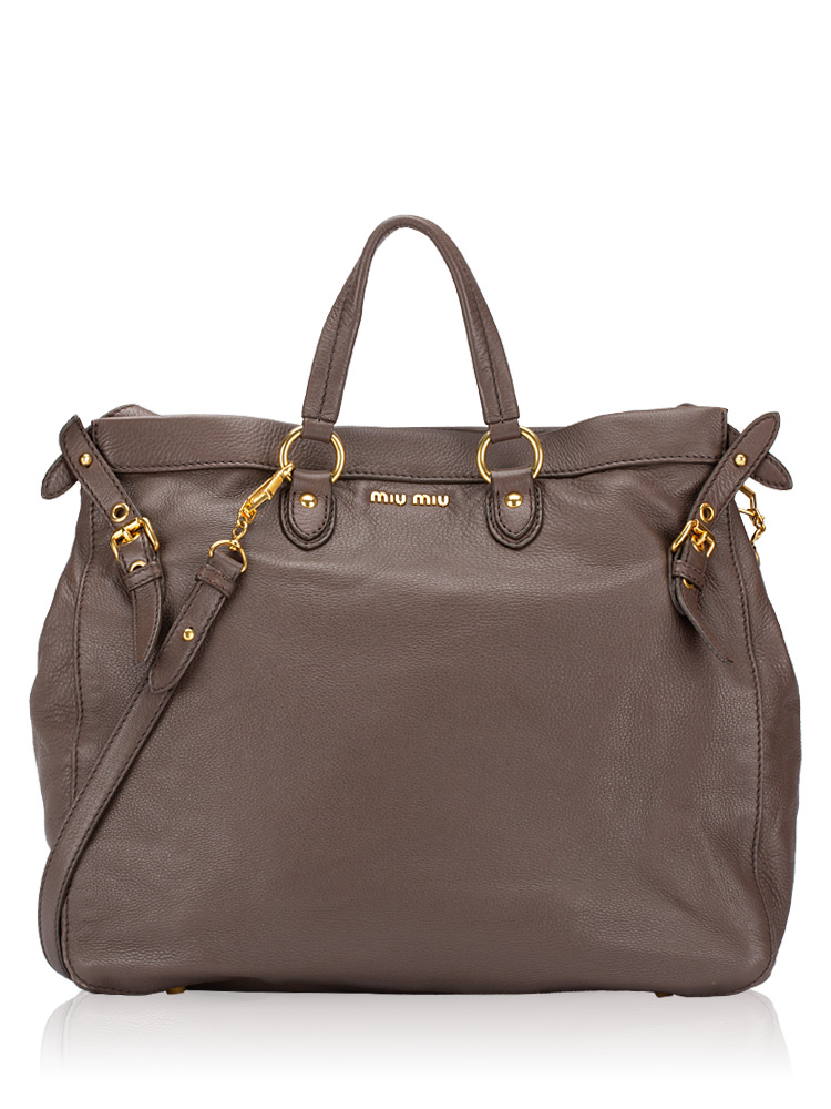 Vitello Soft Buckle Tote Dark Brown