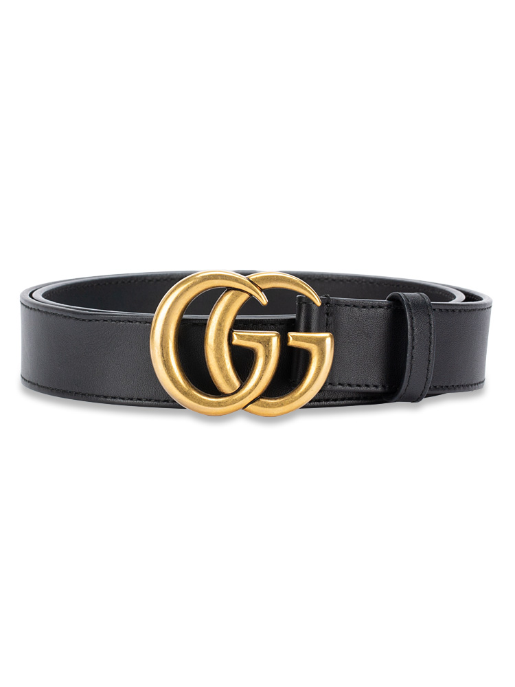 Calfskin GG Marmont 30mm Belt Black Sz 85