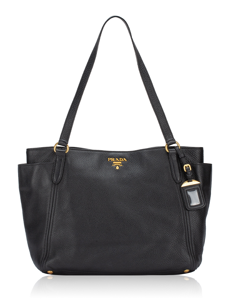 Vitello Daino Side Pocket Tote Nero