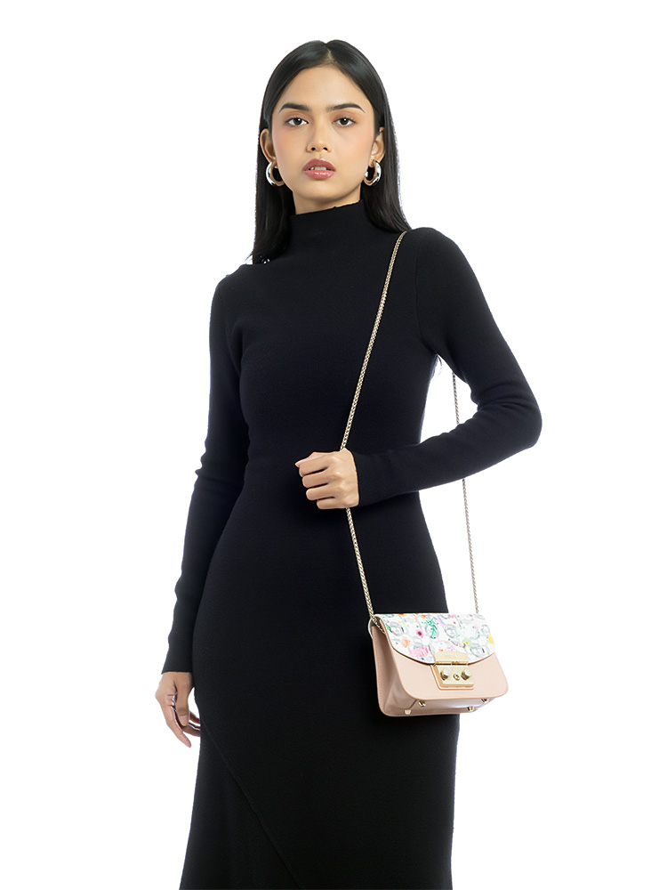 My Play Interchangable Flap Mini Crossbody Pink Floral
