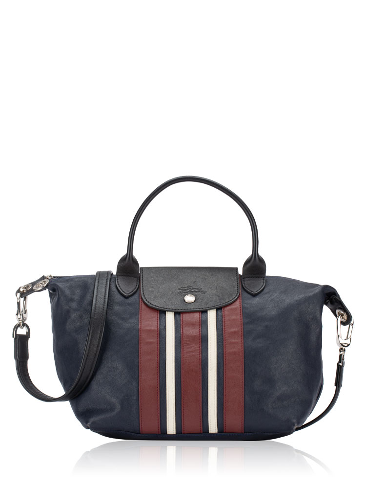 Le Pliage Cuir Rayé Stripe SH Navy