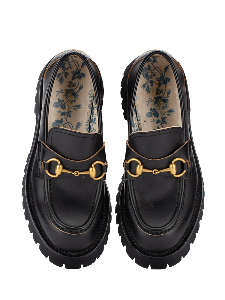 Cordovan Lux Harald Horsebit 25mm Platforrm Loafers Black Sz 37