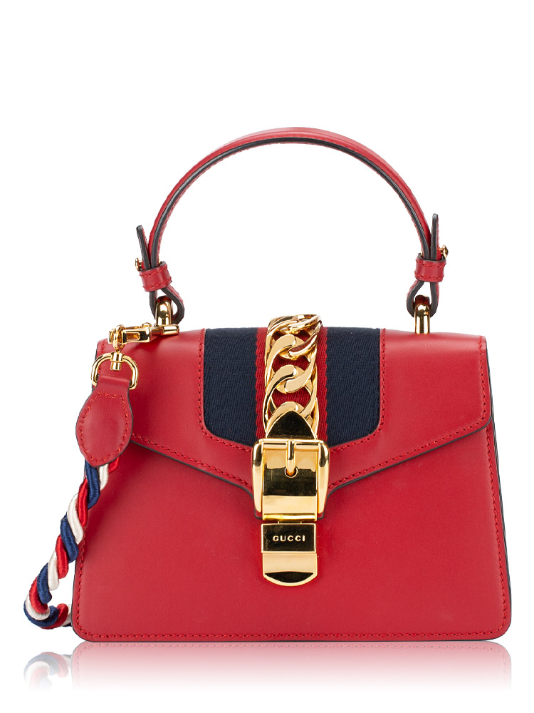 Calfskin Sylvie Mini Top Handle Bag Red