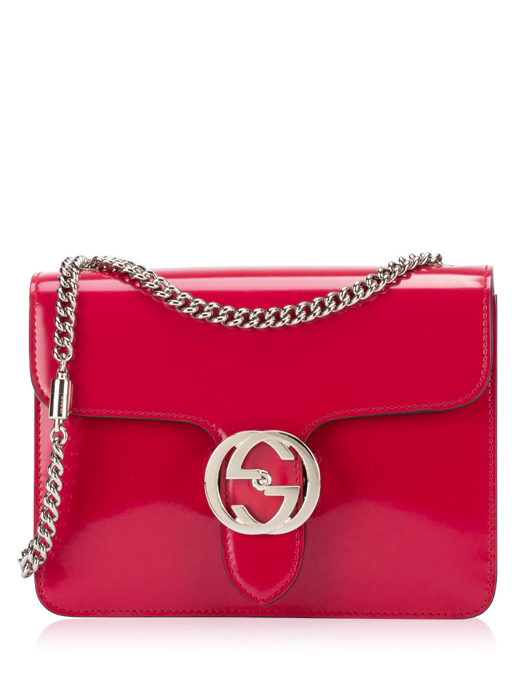 Calfskin Interlocking G Small Shoulder Bag Petunia