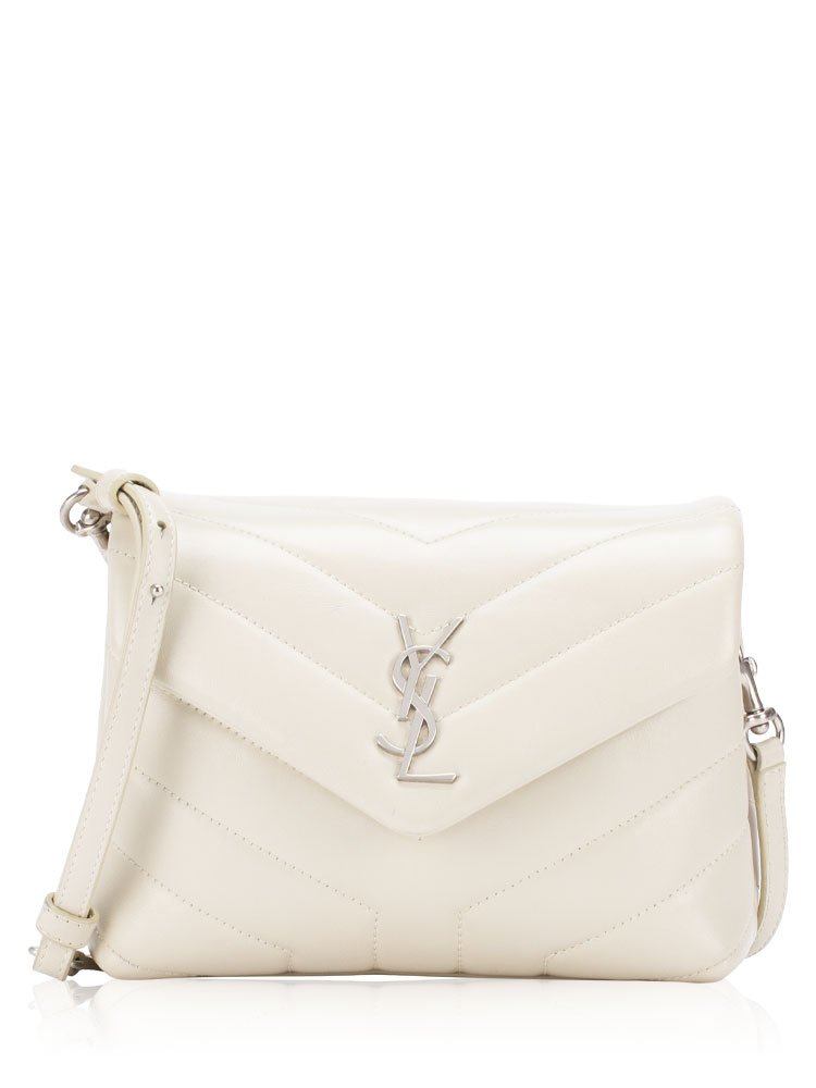 Calfskin Y Quilted Monogram Loulou Toy Crossbody White