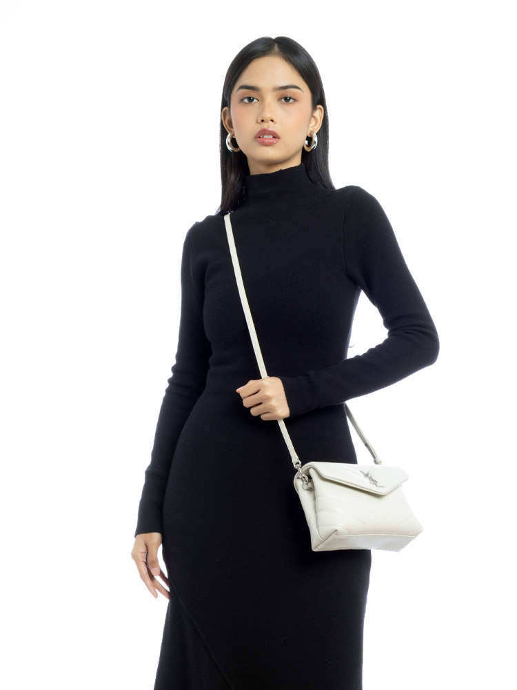 Calfskin Y Quilted Monogram Loulou Toy Crossbody White