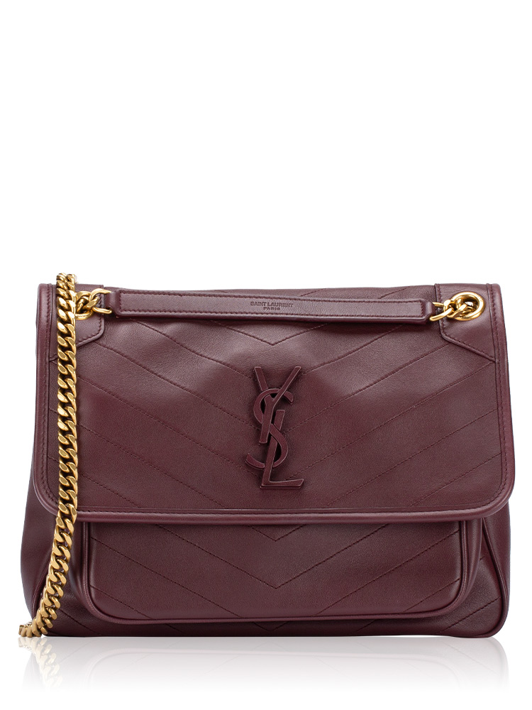 Matelasse Monogram Niki Medium Shoulder Bag Rouge Legion