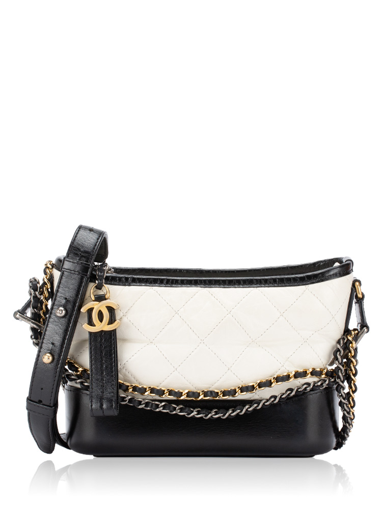 Aged Calfskin Gabrielle Small Hobo White Black