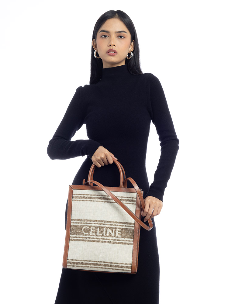 Canvas Small Vertical Cabas Tabacco Tan