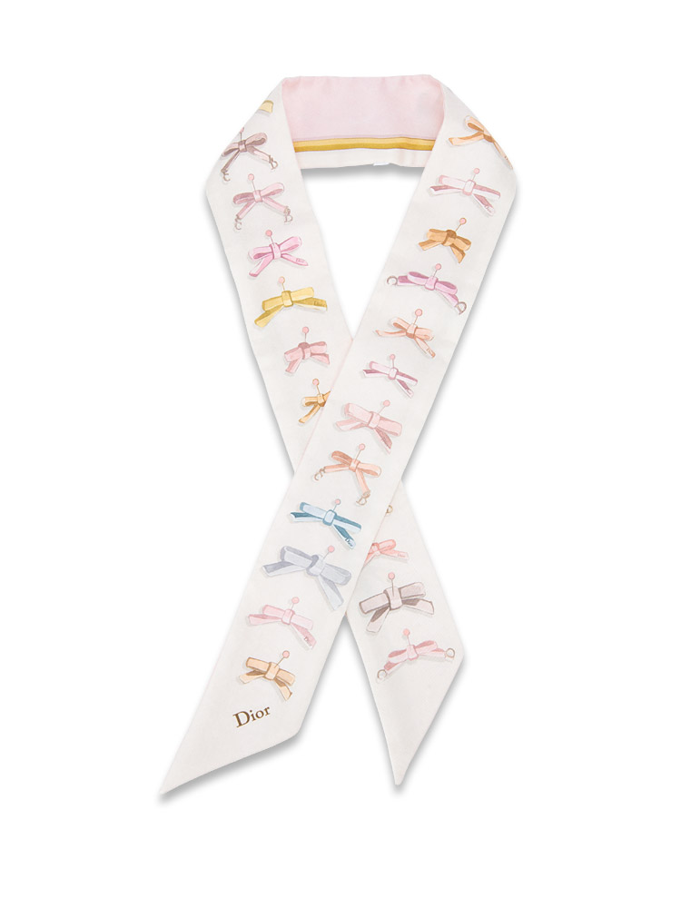 Silk Delicate Bow Mitzah Scarf Pink Multicolor 