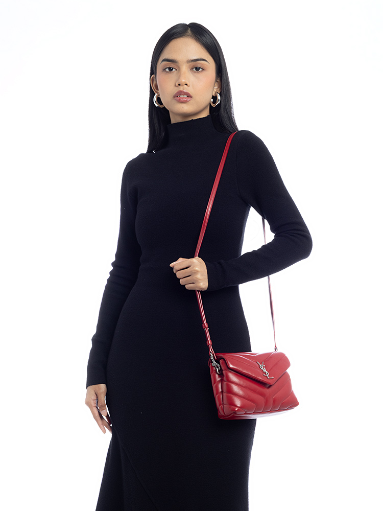 Calfskin Y Quilted Monogram Loulou Toy Crossbody Red