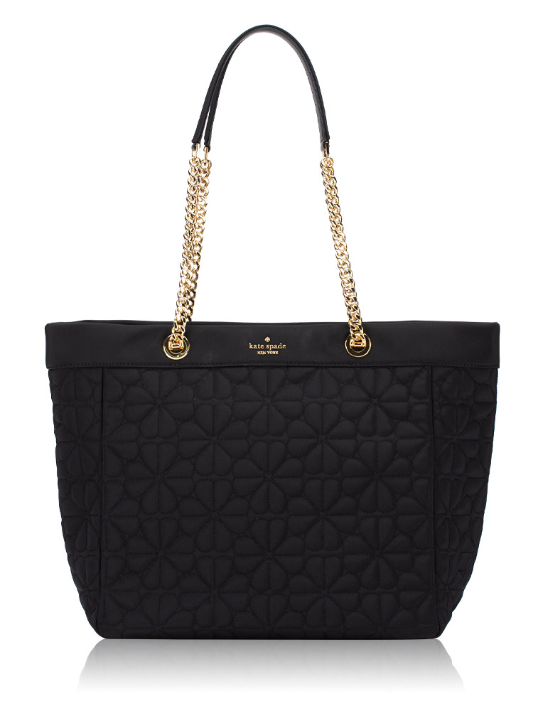 Flower Spade Quilted XL Tote Black