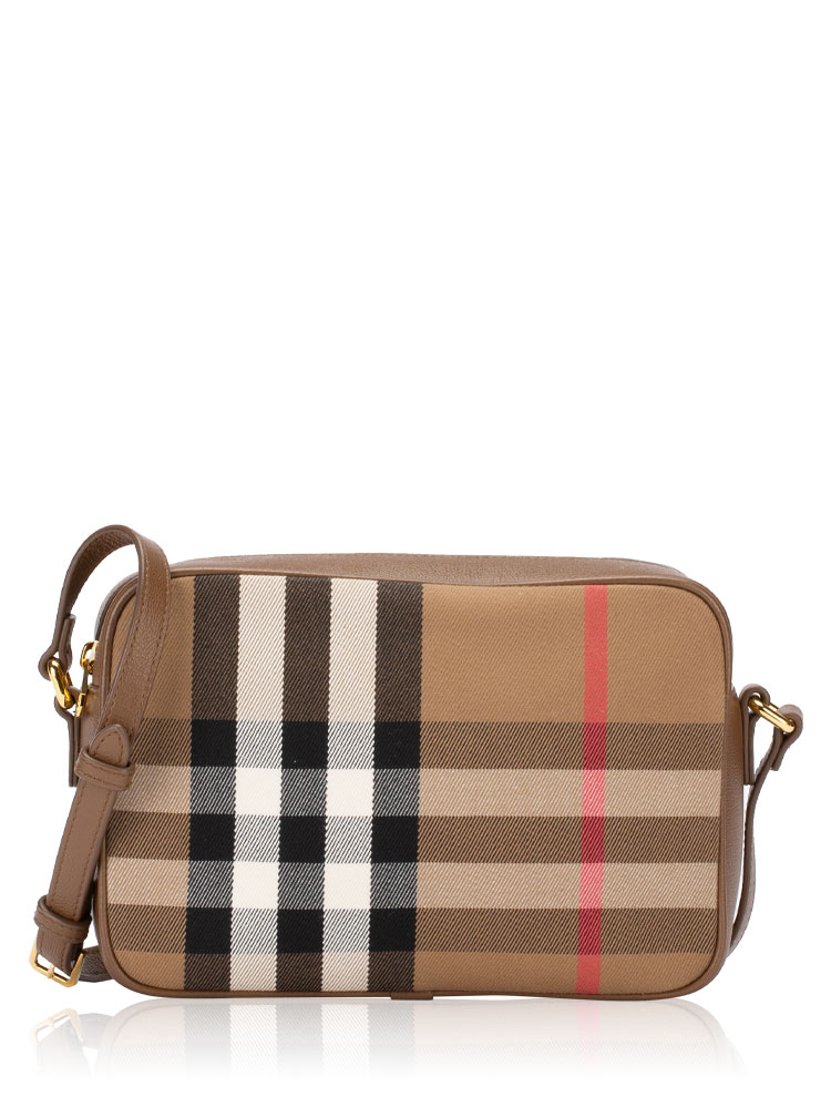 Calfskin House Check Camera Bag Earth