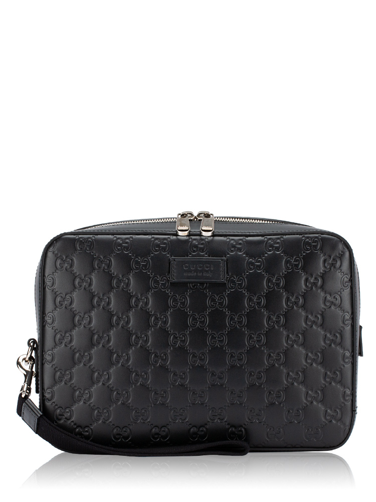 Guccissima Pochette with Wrist Strap Black