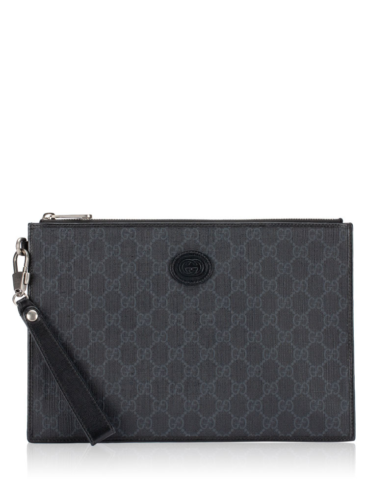 GG Supreme Retro Interlocking G Wrist Pouch Black
