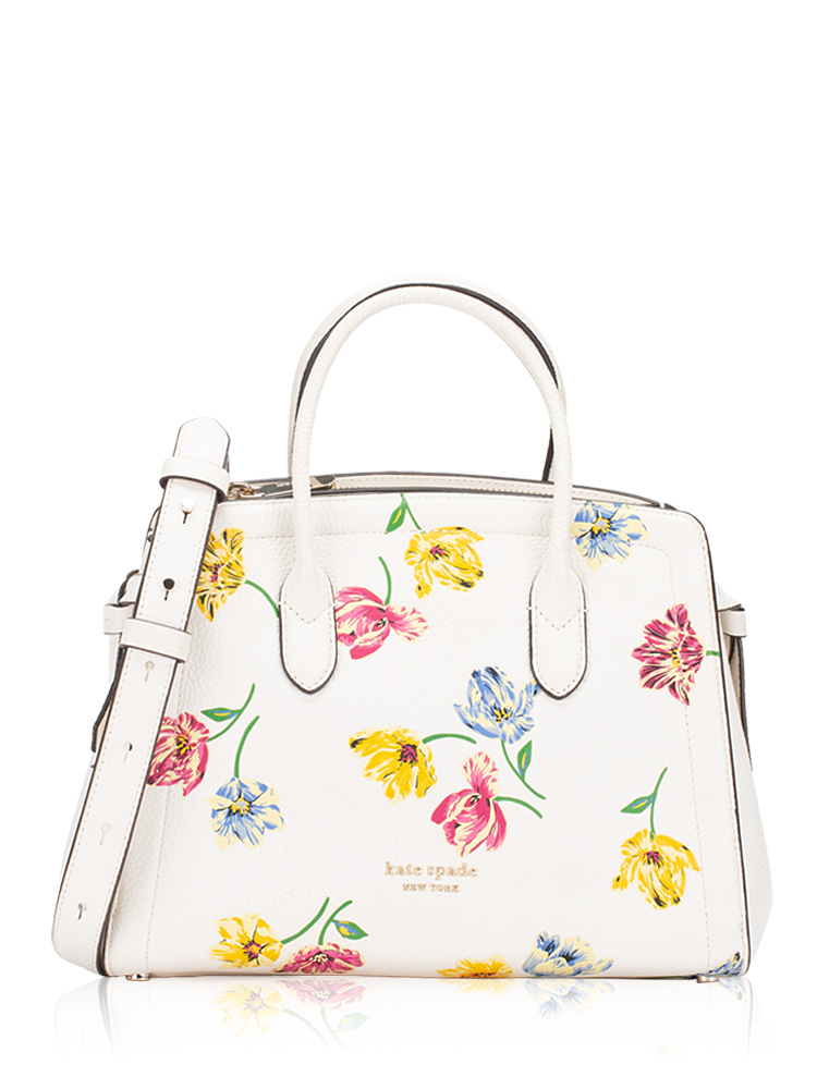 Knott Tulip Toss Embossed Medium Satchel White