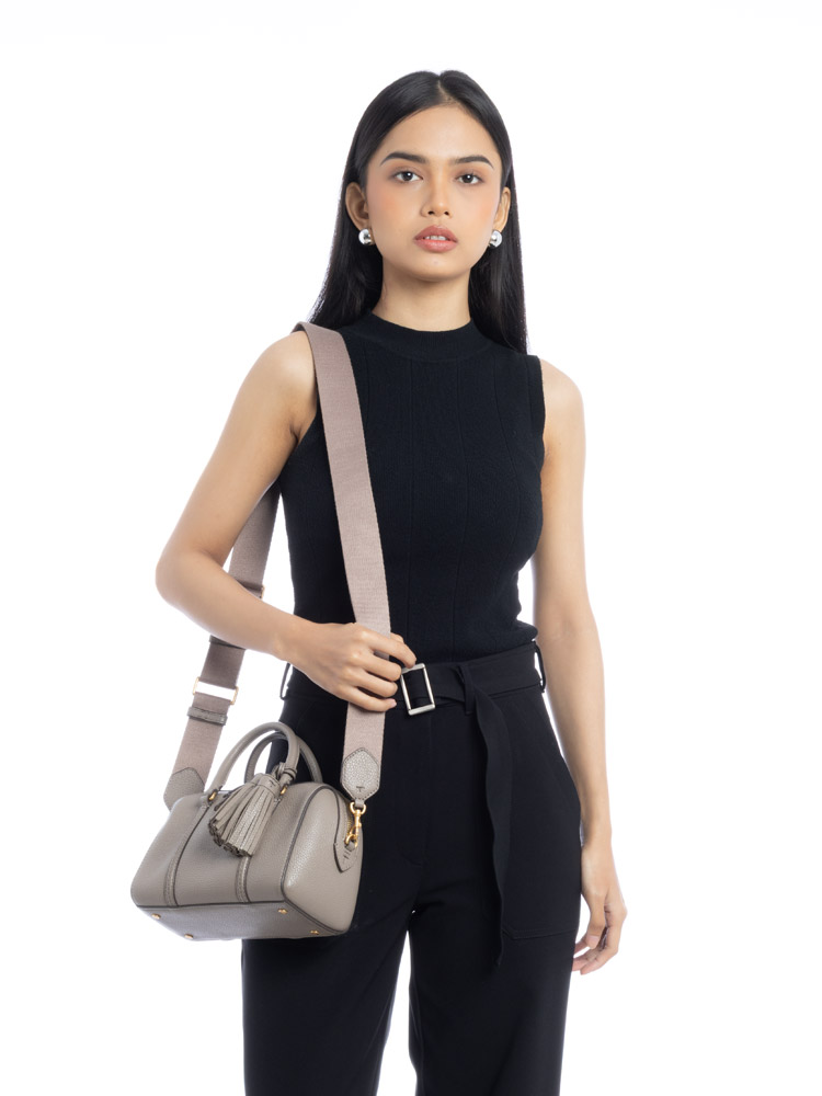Thea Mini Leather Satchel Grey Heron