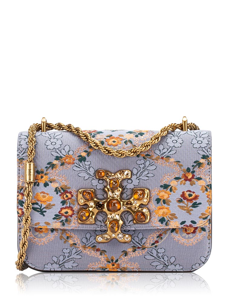 Eleanor Brocade Jeweled Shoulder Bag Blue