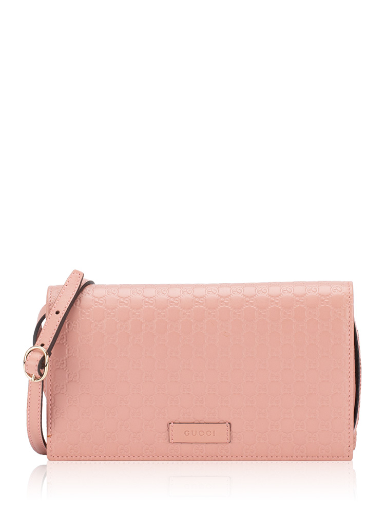 Microguccissima Wallet on Strap Soft Pink