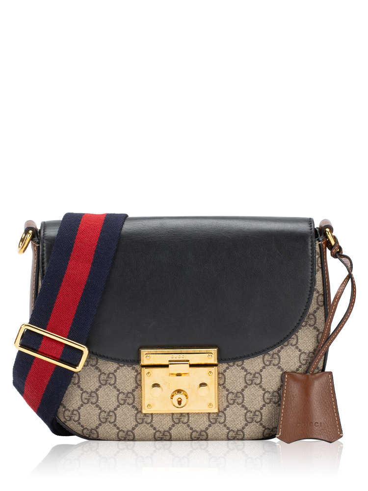 GG Supreme Web Padlock Medium Messenger Black