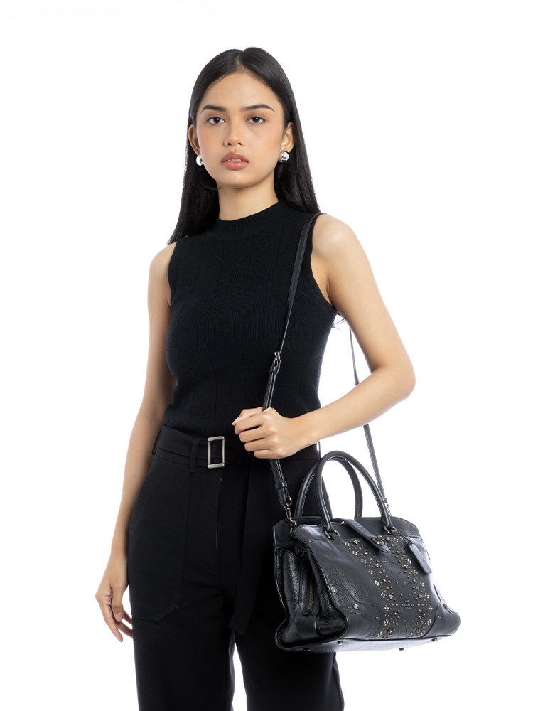 56832 Bandana Rivets Mercer Satchel 30 Black