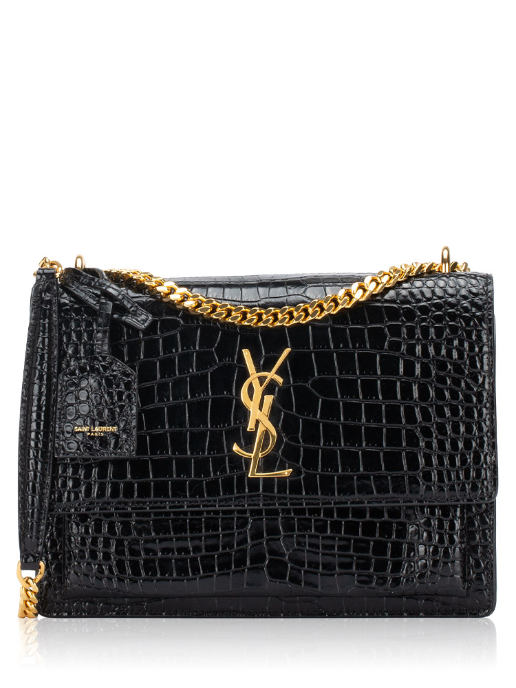 Croc Stamp Monogram Sunset Medium Shoulder Bag Black