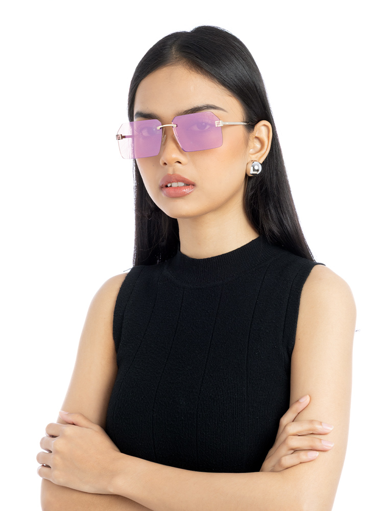 FE40043U Metal Sky Rectangular Sunglasses Pink