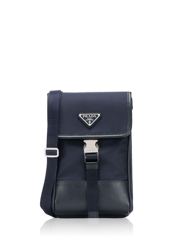 2ZH109 Re-Nylon Saffiano Phone Crossbody Bleu
